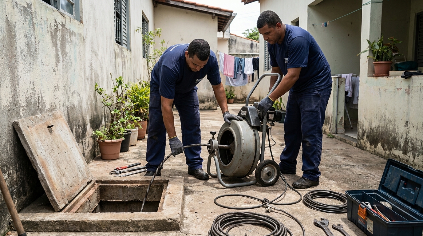 Desentupimento de Coluna Sanitária na Fátima, Guarulhos‑SP