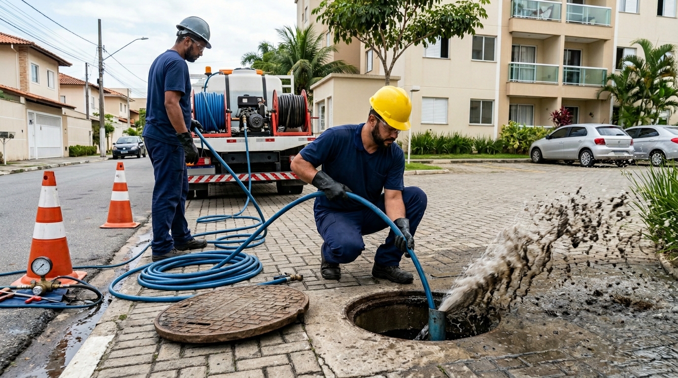 Desobstrução com Alta Pressão no CECAP, Guarulhos‑SP