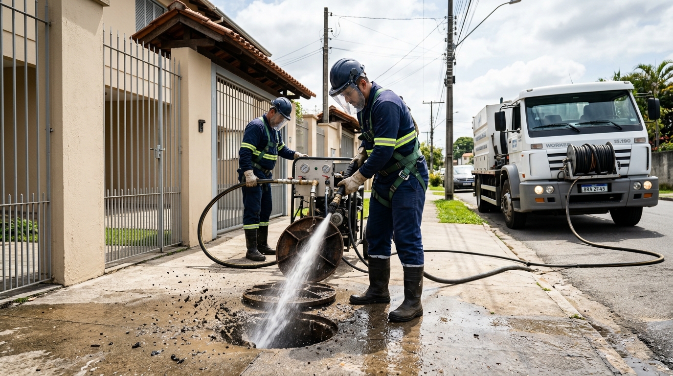 Limpeza de Tubulação com Hidrojato no CECAP, Guarulhos‑SP