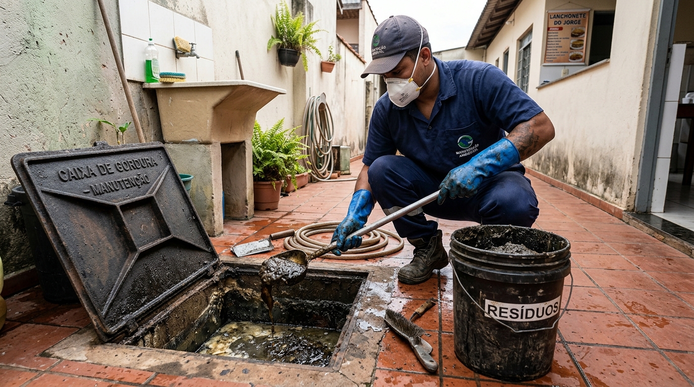 Manutenção de Caixa de Gordura no CECAP, Guarulhos‑SP